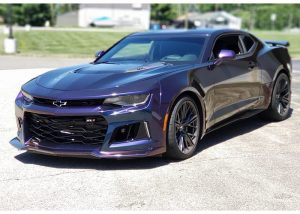 Chevrolet Camaro wrapped in 3M 1080 ColorFlip Deep Space Blue/Bronze/Purple shade shifting vinyl