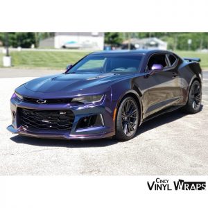 Chevrolet Camaro wrapped in 3M 1080 ColorFlip Deep Space Blue/Bronze/Purple shade shifting vinyl