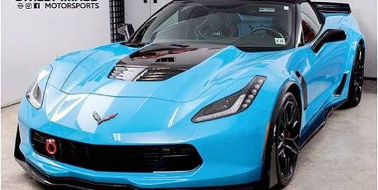 Chevrolet Corvette wrapped in Avery SW Gloss Light Blue vinyl