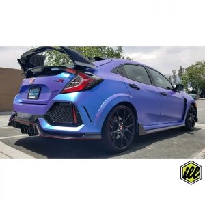 Honda Civic wrapped in ColorFlip Satin Glacier Frost Blue/Purple shade shifting vinyl