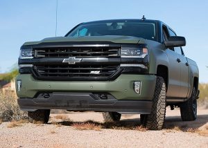 Chevrolet Silverado wrapped in Matte Military Green vinyl