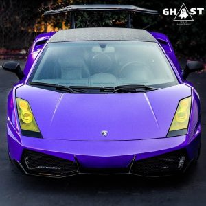 Lamborghini Gallardo wrapped in Gloss Plum Explosion and Shadow Black vinyl