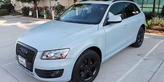 Audi Q5 wrapped in Satin Battleship Gray and Satin Black vinyls
