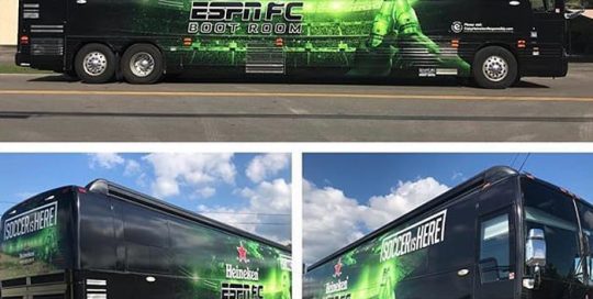 Commercial Bus Wrap wrapped in custom printed 3M IJ3552C vinyl with 8518 Gloss overlaminate