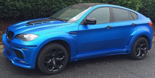 BMW M-6 wrapped in Satin Perfect Blue vinyl