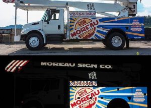 Commercial Bucket Truck wrapped in custom printed Orafol 5650RA Reflective vinyl