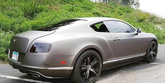 Bentley Continental GT wrapped in Matte Charcoal Metallic vinyl