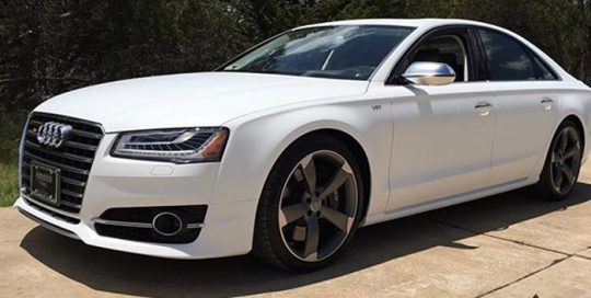 Audi S8 wrapped in Matte White vinyl