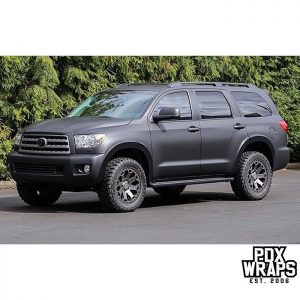 Toyota Sequoia wrapped in Matte Deep Black vinyl