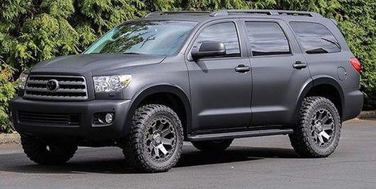 Toyota Sequoia wrapped in Matte Deep Black vinyl