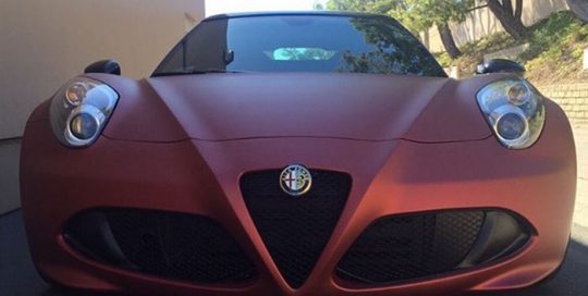 Alfaromeo 4C wrapped in Arlon 2600LX Red Aluminum vinyl