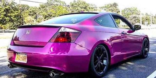 Honda Accord wrapped in Gloss Fierce Fuchsia vinyl