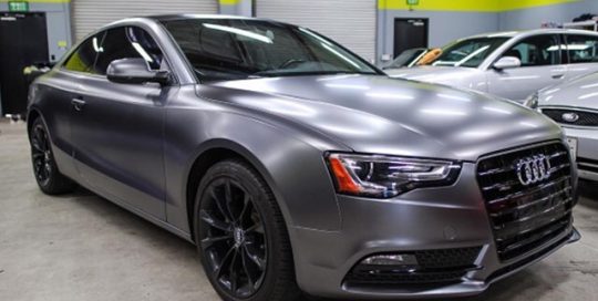 Audi S5 wrapped in Satin Dark Gray vinyl