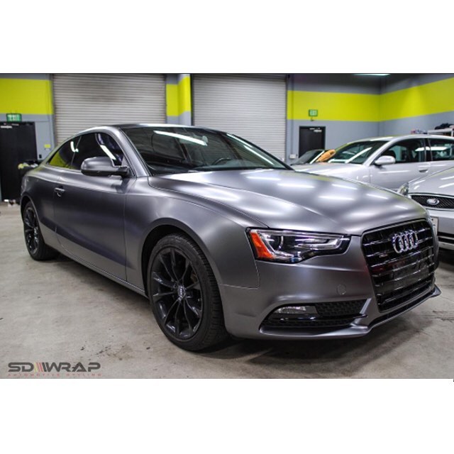 Audi S5 wrapped in Satin Dark Gray vinyl