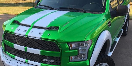 Shelby F-150 wrapped in Arlon 2600CX Green Chrome vinyl