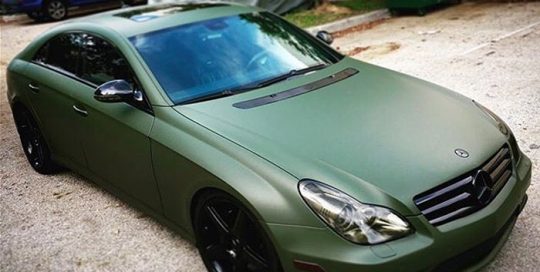 Mercedes Benz C63 wrapped in Matte Military Green vinyl
