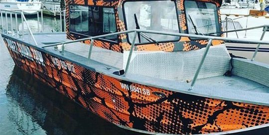 Duckworth Boat wrapped in custom printed 3M IJ180Cv3 vinyl