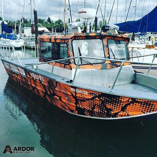 Duckworth Boat wrapped in custom printed 3M IJ180Cv3 vinyl