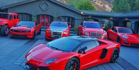 Los Angeles Confidential Lamborghini Aventador Models wrapped in Avery SW Gloss Carmine Red vinyl