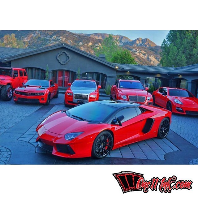 Los Angeles Confidential Lamborghini Aventador Models wrapped in Avery SW Gloss Carmine Red vinyl