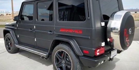 Gwagon Jeep Car wrapped in Matte Black vinyl