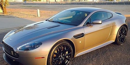 Astonmartin Vantage wrapped in Gloss Anthracite vinyl