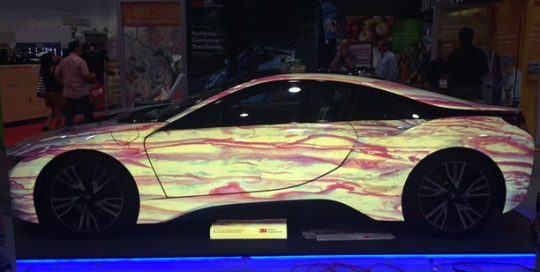 BMW I8 wrapped in Custom print on the new 3M IJ 780MC-10R Reflective vinyl