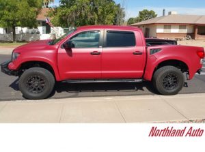Toyota Tundra wrapped in Avery SW Matte Garnet Metallic vinyl