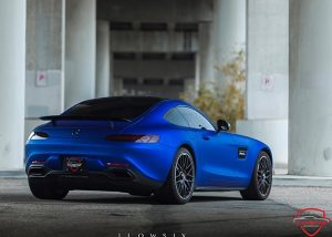 Mercedes Benz GT wrapped in Avery SW Matte Brilliant Blue Metallic vinyl