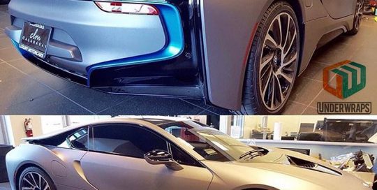 BMW I8 wrapped in Avery SW Matte Charcoal Metallic vinyl