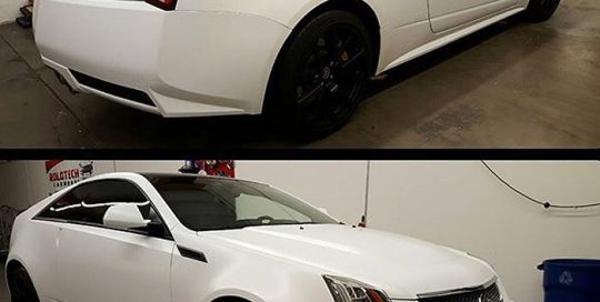 Cadillac ATS wrapped in Avery SW Satin White and Satin Black vinyls