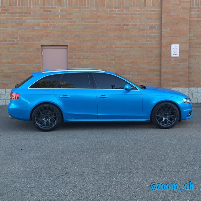 Audi A-4 wrapped in Avery SW Bahama Blue Pearl vinyl