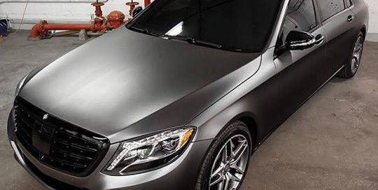 Maybach wrapped in Satin Dark Gray and Gloss Black vinyls