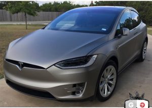 Tesla Modelx wrapped in Matte Gray Aluminum vinyl