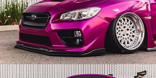 Subaru WRX wrapped in Gloss Fierce Fuchsia vinyl