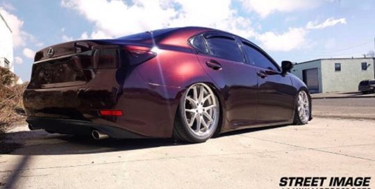 Lexus ES350 wrapped in Gloss Black Rose vinyl