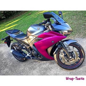 Yamaha R8 wrapped in Satin Dark Gray and Fierce Fuchsia vinyls