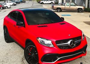 Mercedes Benz GLE wrapped in Avery SW Matte Cherry Metallic vinyl