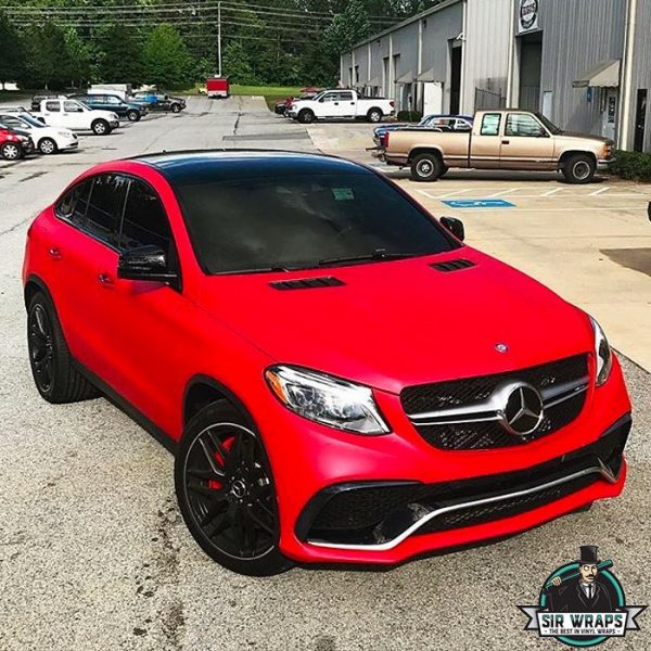 Mercedes Benz GLE Wrapped In Avery SW Matte Cherry Metallic Vinyl Vinyl Wrap 3M Avery 