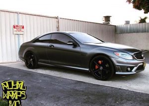 Mercedes Benz CL63 wrapped in Satin Dark Grey vinyl