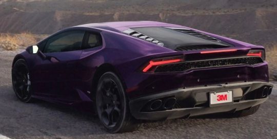 Lamborghini Huracan wrapped in Gloss Wicked Purple vinyl