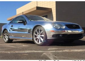 Mercedes Benz wrapped in Avery SW Silver Chrome vinyl