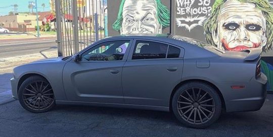 Dodge Charger wrapped in Matte Gray Aluminum vinyl