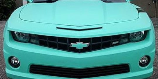 Chevrolet Camaro wrapped in Avery SW Matte Vintage Green vinyl