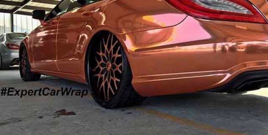 Mercedes Benz wrapped in Arlon Copper Chrome vinyl