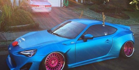 Scion FRS wrapped in Satin Ocean Shimmer vinyl