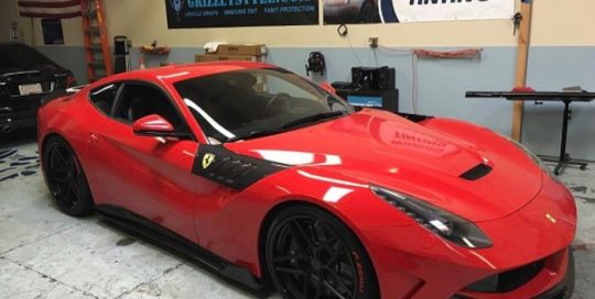 Ferrari F12 wrapped in Avery SW Gloss Cardinal Red vinyl