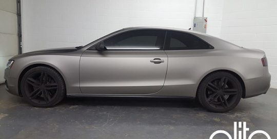Audi S-5 wrapped in Matte Gray Aluminum vinyl