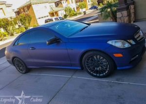 Mercedes Benz E-550 wrapped in Avery SW Matte Night Blue Metallic vinyl