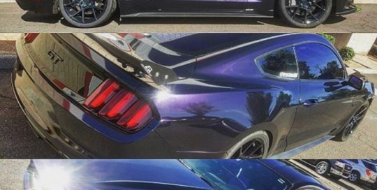 Ford Mustang wrapped in new 3M 1080 Gloss Wicked Purple vinyl